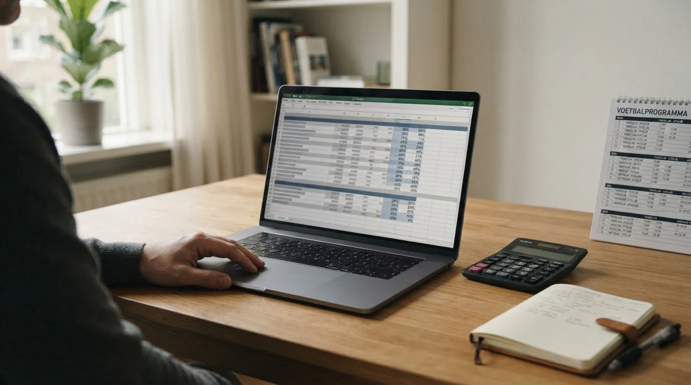 Analyse von Eredivisie-Wettquoten und Steuerkosten auf einem Laptop
