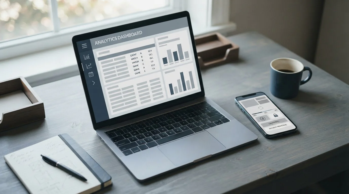Smartphone mit moderner Zahlungs-App auf neutralem Schreibtisch neben Laptop