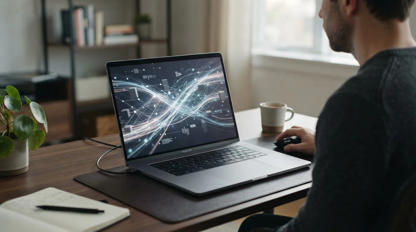 Visualisierung digitaler Transaktionsflüsse und Blockchain-Netzwerk auf Bildschirm