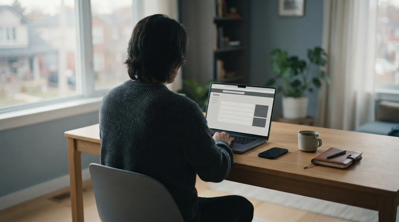 Person analysiert Neteller-Zahlungsoptionen bei Wettanbietern am Laptop