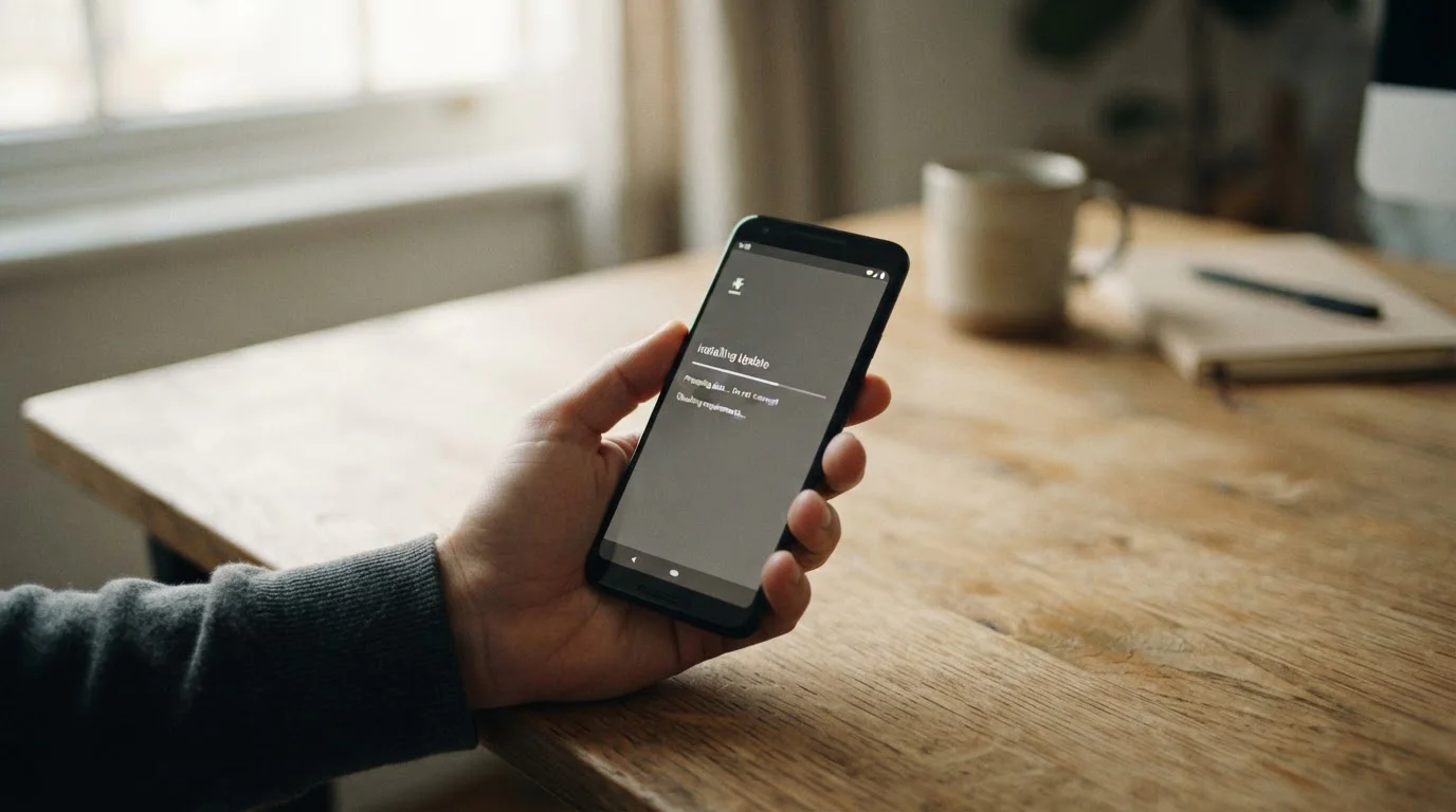 Smartphone zeigt Installationsvorgang einer Android-App