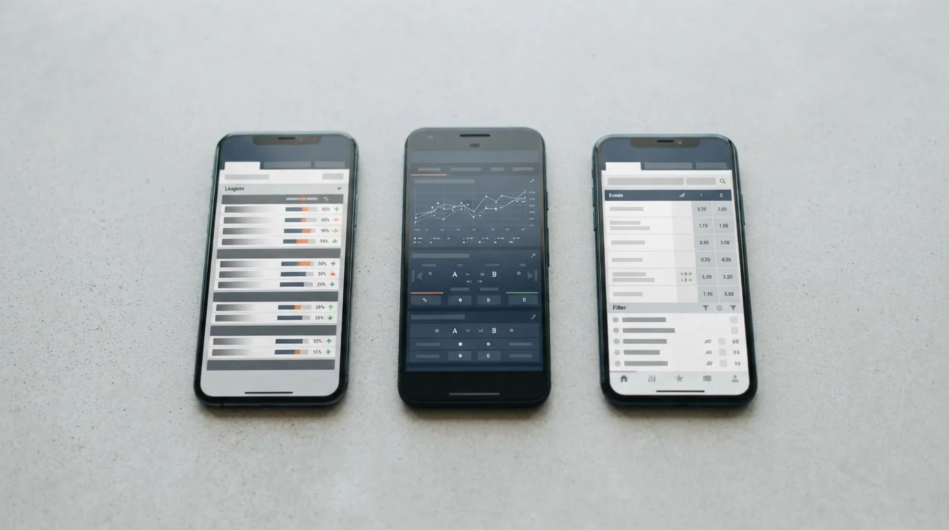 Verschiedene Smartphones zeigen unterschiedliche Wett-Apps im Vergleich
