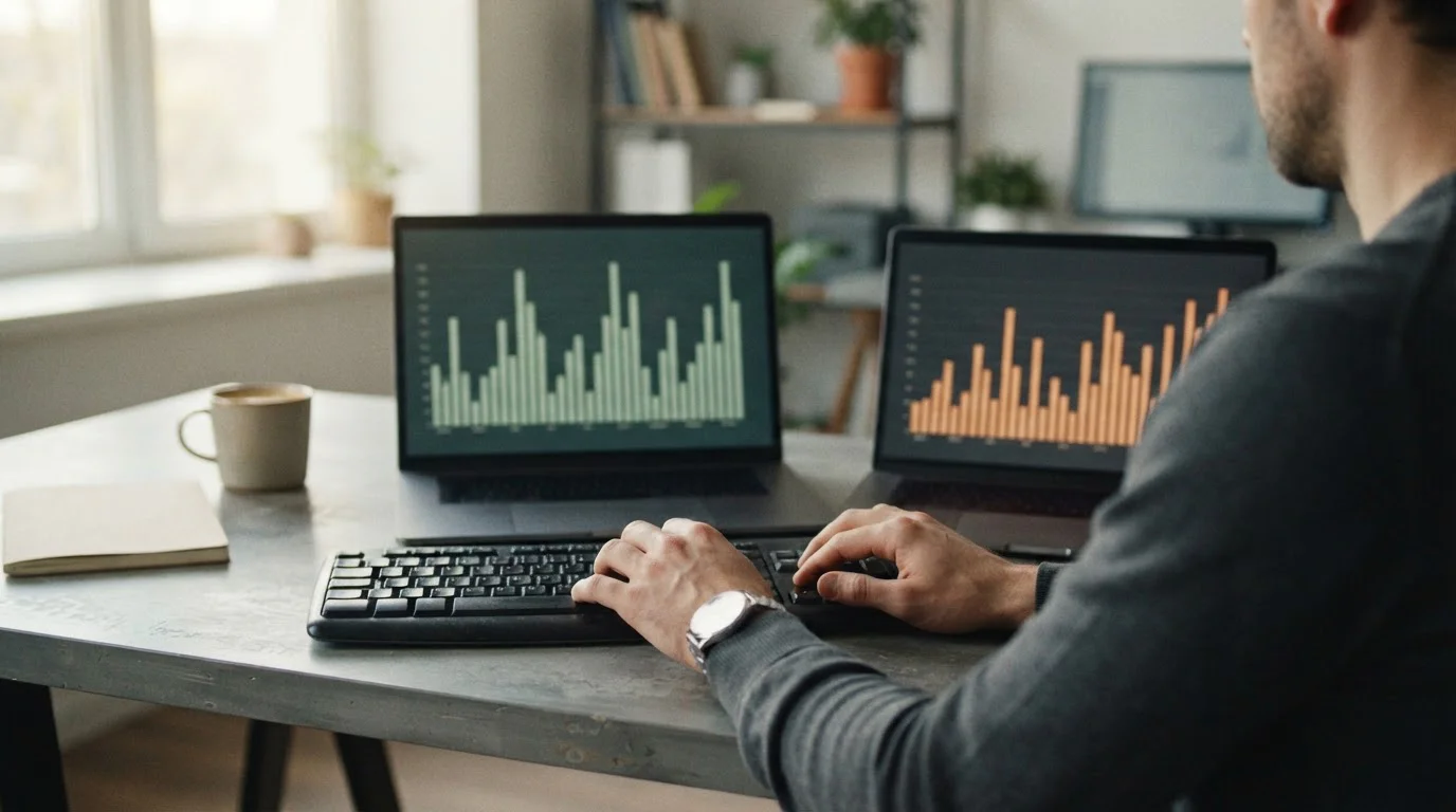 Zwei Bildschirme zeigen Quotenvergleich zwischen verschiedenen Wettmärkten