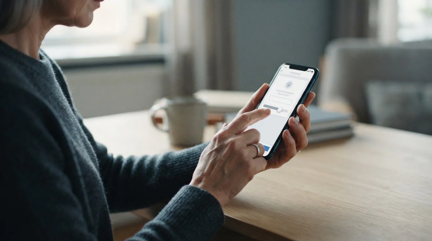 Hände stellen ein Einzahlungslimit auf einem Smartphone ein