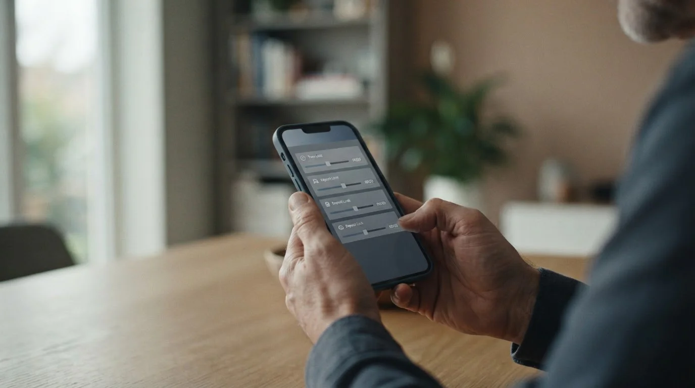 Person setzt Einzahlungslimits in Wett-App auf Smartphone