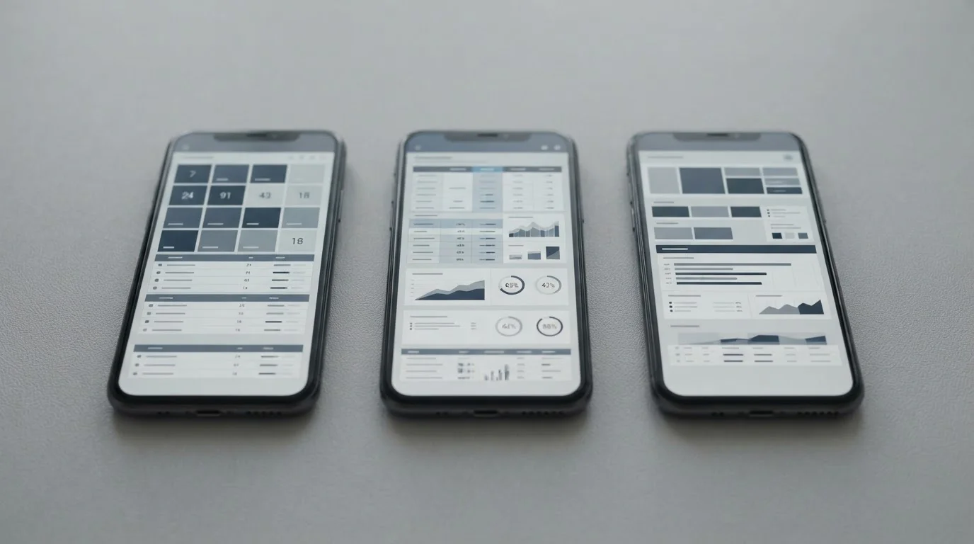 Drei Smartphones nebeneinander zeigen verschiedene Wett-Apps im Vergleich